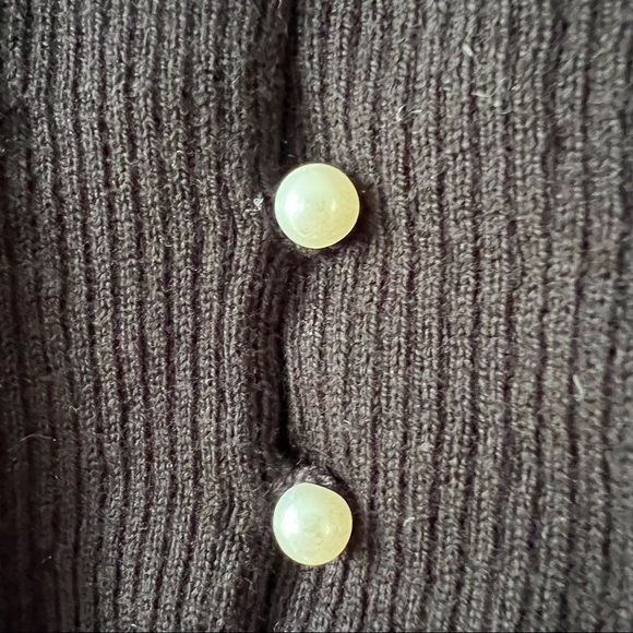 Icōne Simons organic cotton pearl button black stretchy cardigan sweater M - Picture 7 of 13